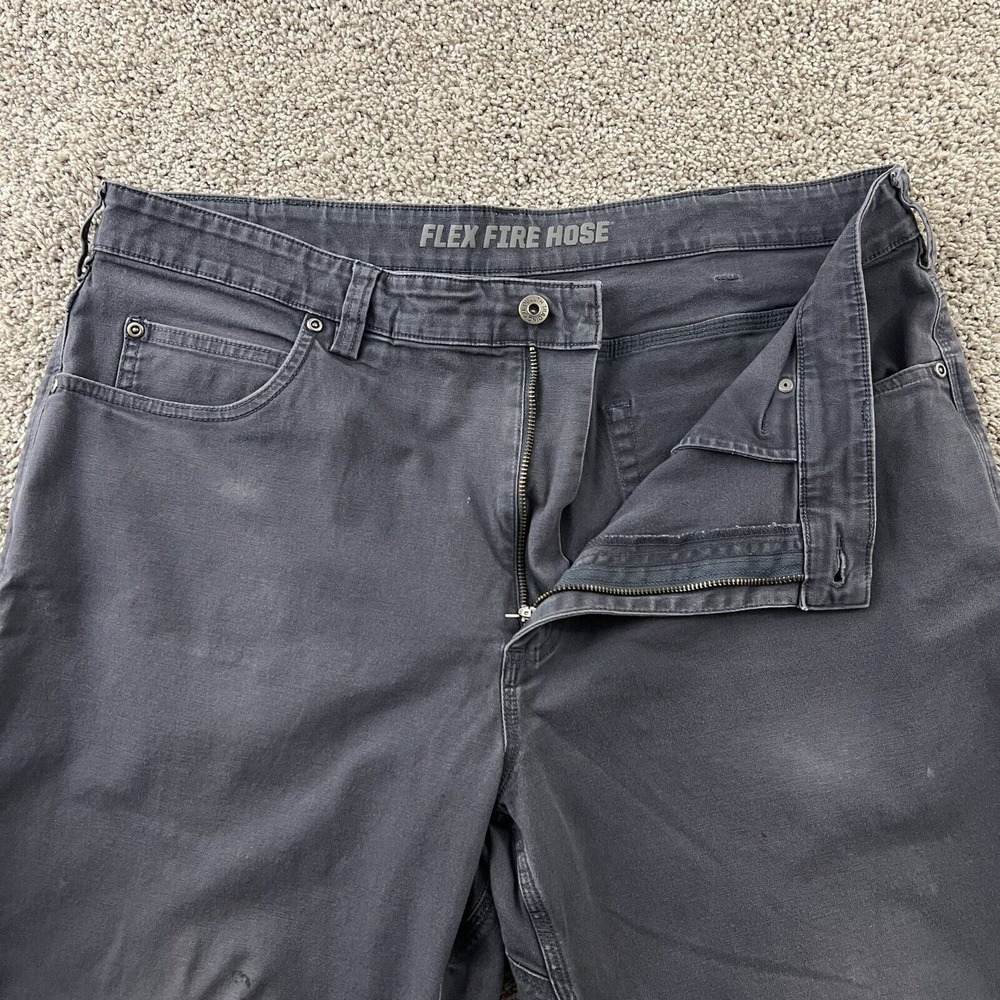 Duluth Trading Pant Men 40x30 Blue Gray Flex Fire Hose Workwear Heavy Duty 36x28 - Picture 2 of 16